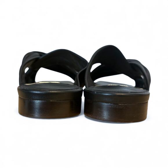 Jimmy Choo Black Leather Open Toe Slide Sandal Flat Size 36.5 - Picture 6 of 13